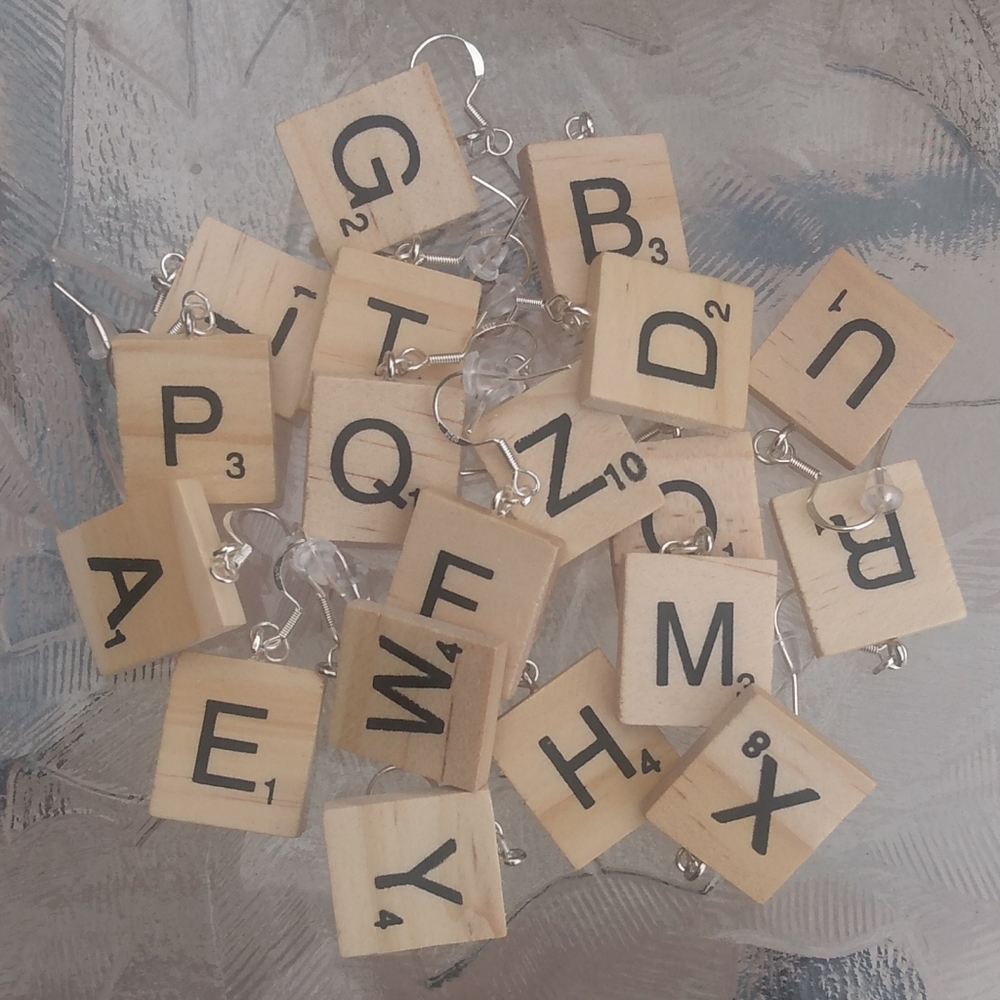 *Scrabble Tile earrings "F/U" MadeByCJ - Picture 2 of 2